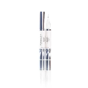 Permalift Brow Lift Fixing Lotion No. 2 in a sleek dual-chamber silver and white applicator, standing upright on a clean white reflective background