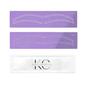 Set of Kensi Cosmetics reusable silicone brow stencils in purple, featuring two pairs of arch-shaped guides for symmetrical eyebrow shaping, displayed with branded white packaging