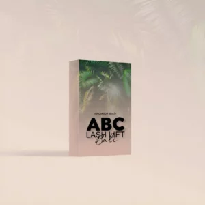 ABC Lash Lift Bali training book with a tropical-themed cover, offering expert lash lift techniques by Mariola Mikolajczy