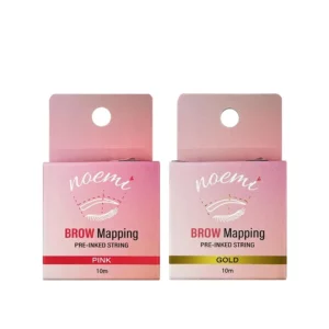 Noemi Brow Mapping Pre-Inked String in Pink and Gold, 10-meter precision tools for professional eyebrow shaping and symmetry mapping
